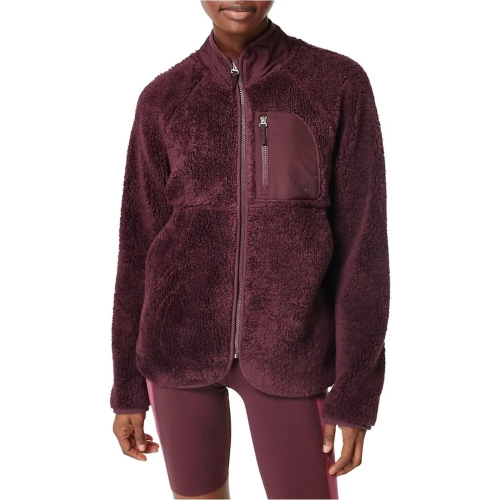 Sweaty Betty Sherpa Zip-up Jacket in Vibrant Burgundy Size S *NWT* Retail $168!